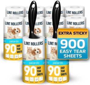 Lint Rollers 2 pcs 900 Sticky Sheets Extra 8 Spare Rollers Hair Remover for Clothes Furniture Couch Carpet Dog Hair Remover Cat Hair Remover Anim
