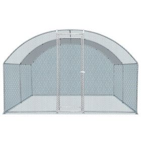 13 x 10 ft Large Metal Chicken Coop, Walk-in Poultry Cage Chicken Hen Run House with Waterproof Cover